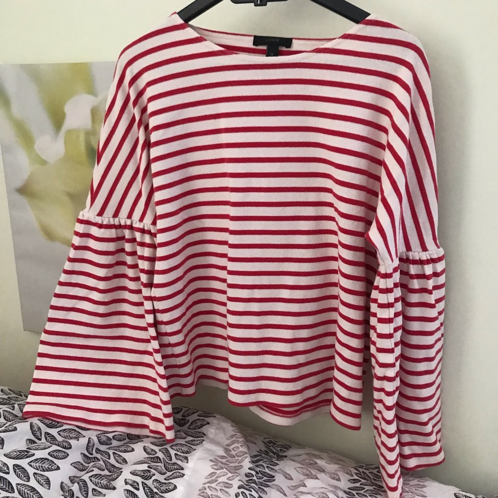 Red & white striped Jcrew top XS